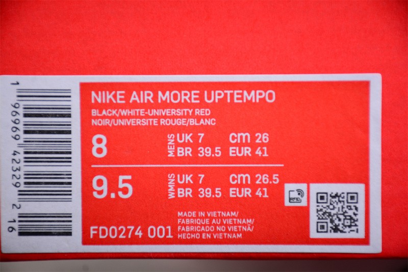 Nike Air More Uptempo 96 Red Toe FD0274-001