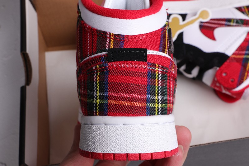 Air Jordan 1 Mid White Plaid 554725-607
