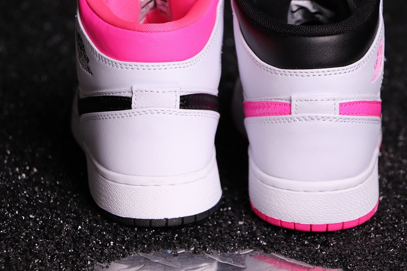 Air Jordan 1 Mid White Black Hyper Pink GS 555112-106