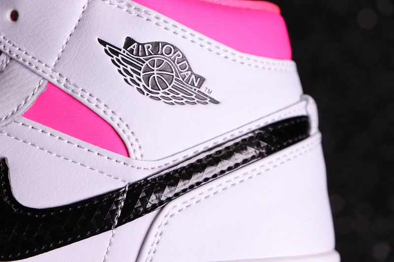 Air Jordan 1 Mid White Black Hyper Pink GS 555112-106