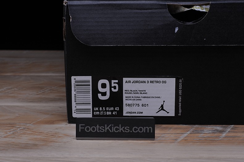 Air Jordan 3 Retro OG Red Black White 580775-601