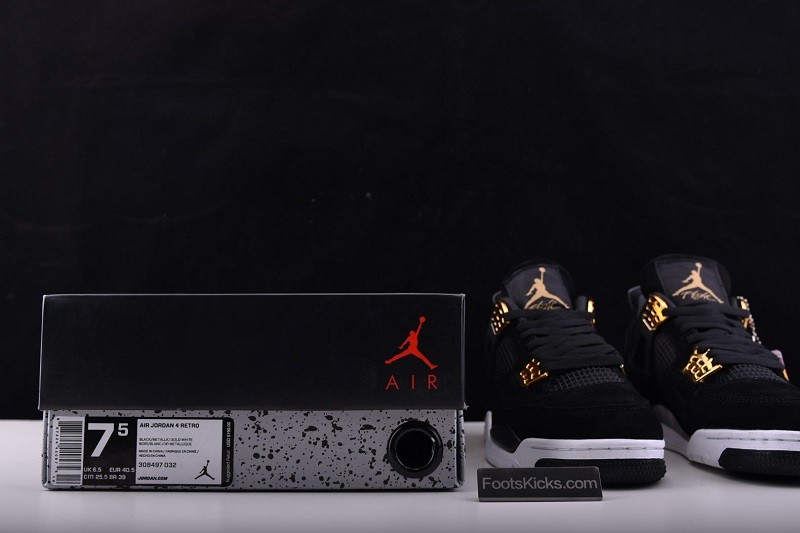 Air Jordan 4 “Royalty” Black/Metallic Gold-White mens 308497-032