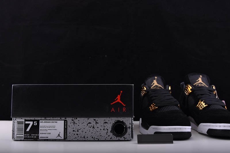 Air Jordan 4 “Royalty” Black/Metallic Gold-White mens 308497-032