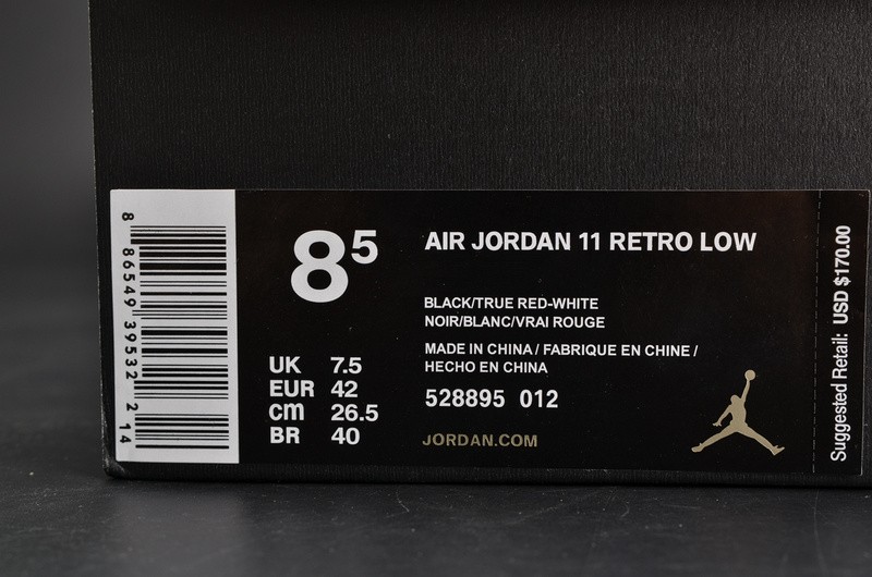 AIR JORDAN 11 RETRO LOW "BRED" BLACK/ RED mens 528895-012
