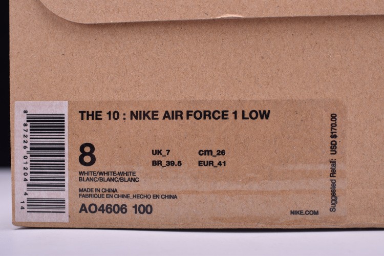 NIKE AIR FORCE 1 LOW OFF-WHITE All White AO4606-100