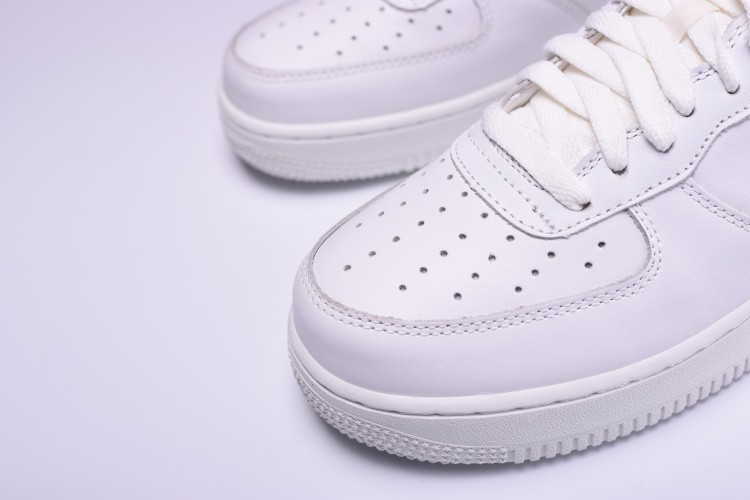 Nike AIR FORCE 1 GS Leather Trainers White/ Gold 314219 127