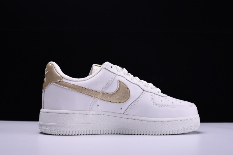 Nike AIR FORCE 1 GS Leather Trainers White/ Gold 314219 127