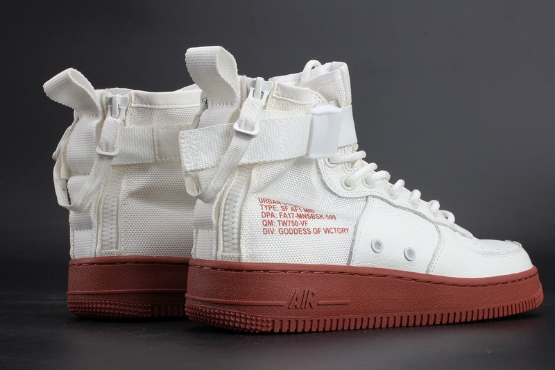 NIKE SF AIR FORCE 1 MID "RED IVORY" WHITE MENS 917753-100