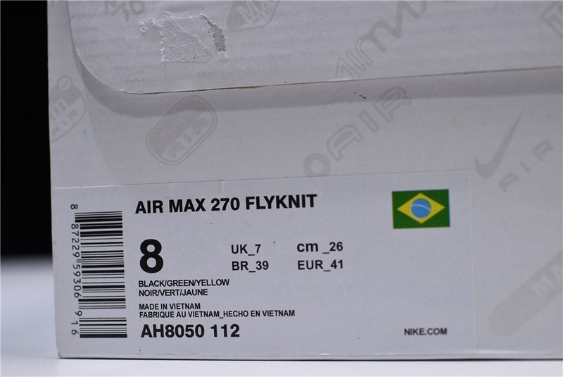Nike Air Max 270 “FIFA World Cup” Brazil Black Green Yellow AH8050-112