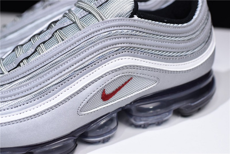 nike mens AIR VAPORMAX 97 "SILVER BULLET" metallic silver varsity red AJ7291-002