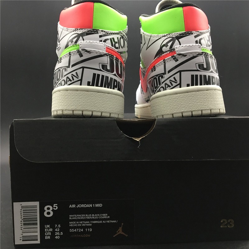 Air Jordan 1 Mid All-Over Logos 554724-119
