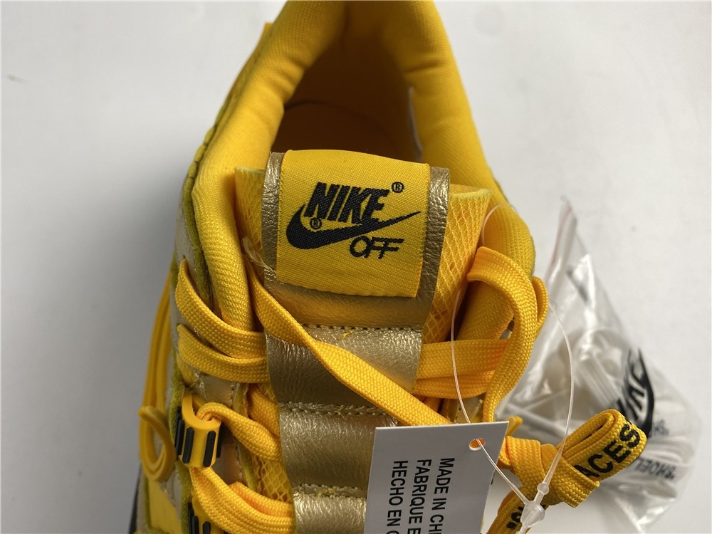 OFF-WHITE x Nike Air Rubber Dunk “University Gold” CU6015-700