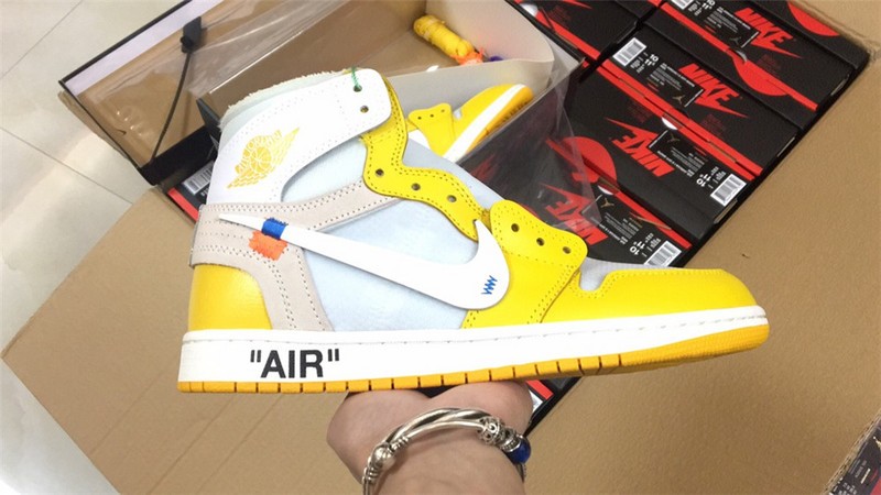 OFF-WHITE AIR JORDAN 1 RETRO yellow white AQ0818-149