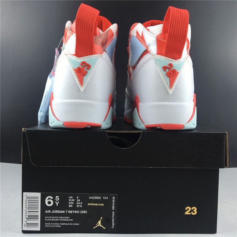 Air Jordan 7 Girls White Topaz Mist Ember Glow 442960-104
