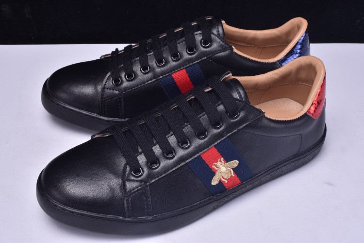 G*u*i* Ace Embroidered Low-Top Sneaker black with bee mens 431942-A38G0