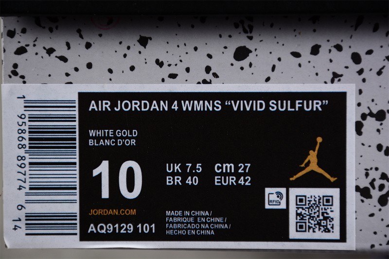 Air Jordan 4 Womens "Vivid Sulfur" AQ9129-101