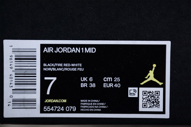 air Jordan 1 Mid White Black Red 554724-079