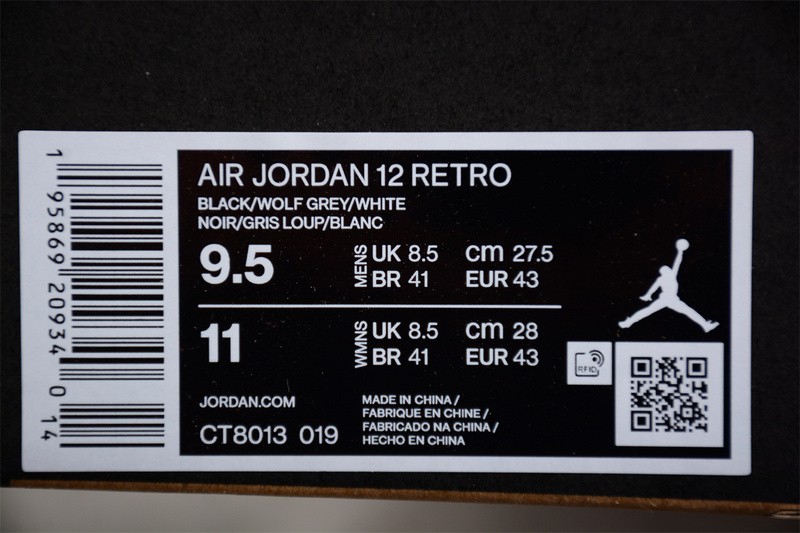 Air Jordan 12 Black Wolf Grey CT8013-019