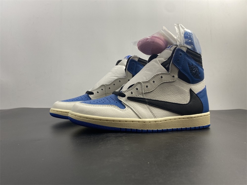 Travis Scott x Fragment x Air Jordan 1 Blue White Shoes DH3227-105
