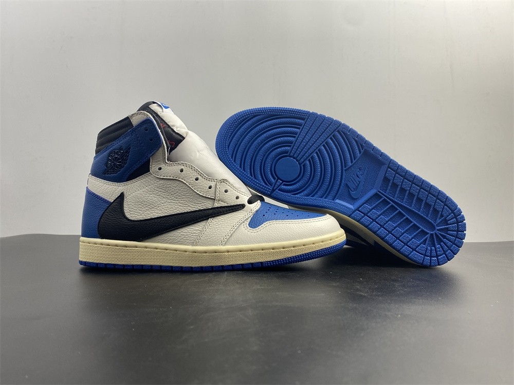 Travis Scott x Fragment x Air Jordan 1 Blue White Shoes DH3227-105