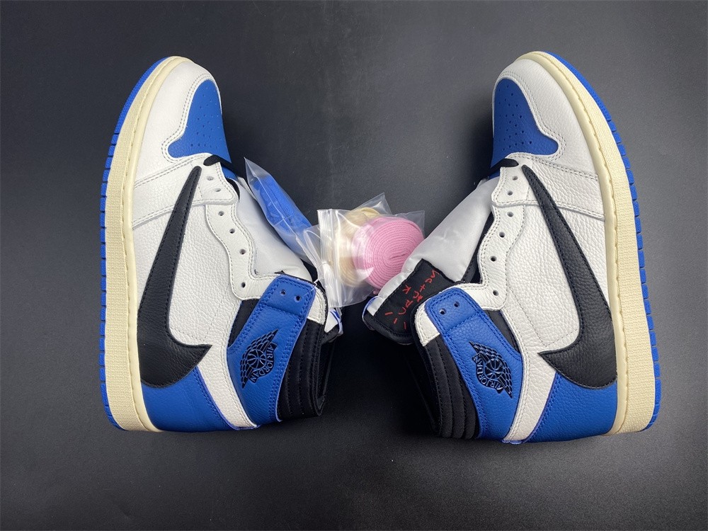 Travis Scott x Fragment x Air Jordan 1 Blue White Shoes DH3227-105