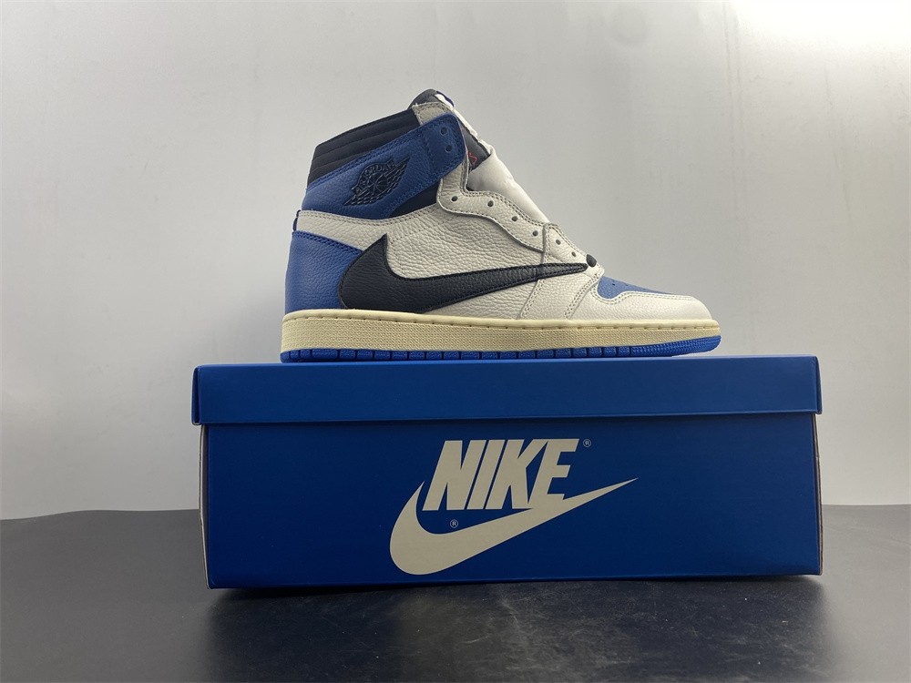 Travis Scott x Fragment x Air Jordan 1 Blue White Shoes DH3227-105