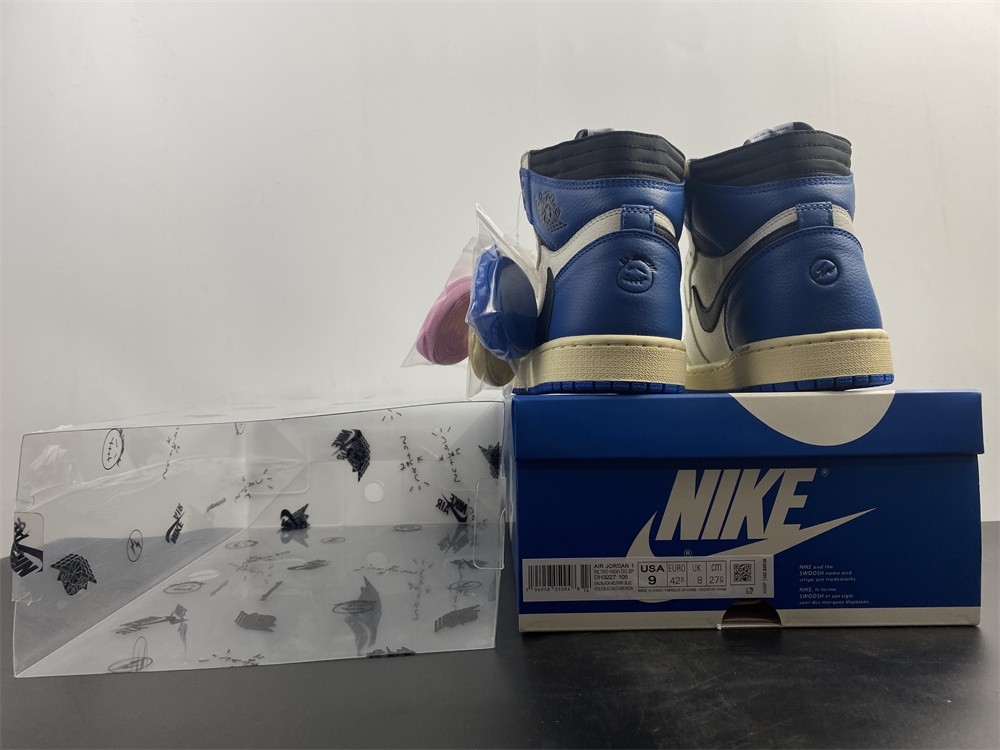 Travis Scott x Fragment x Air Jordan 1 Blue White Shoes DH3227-105