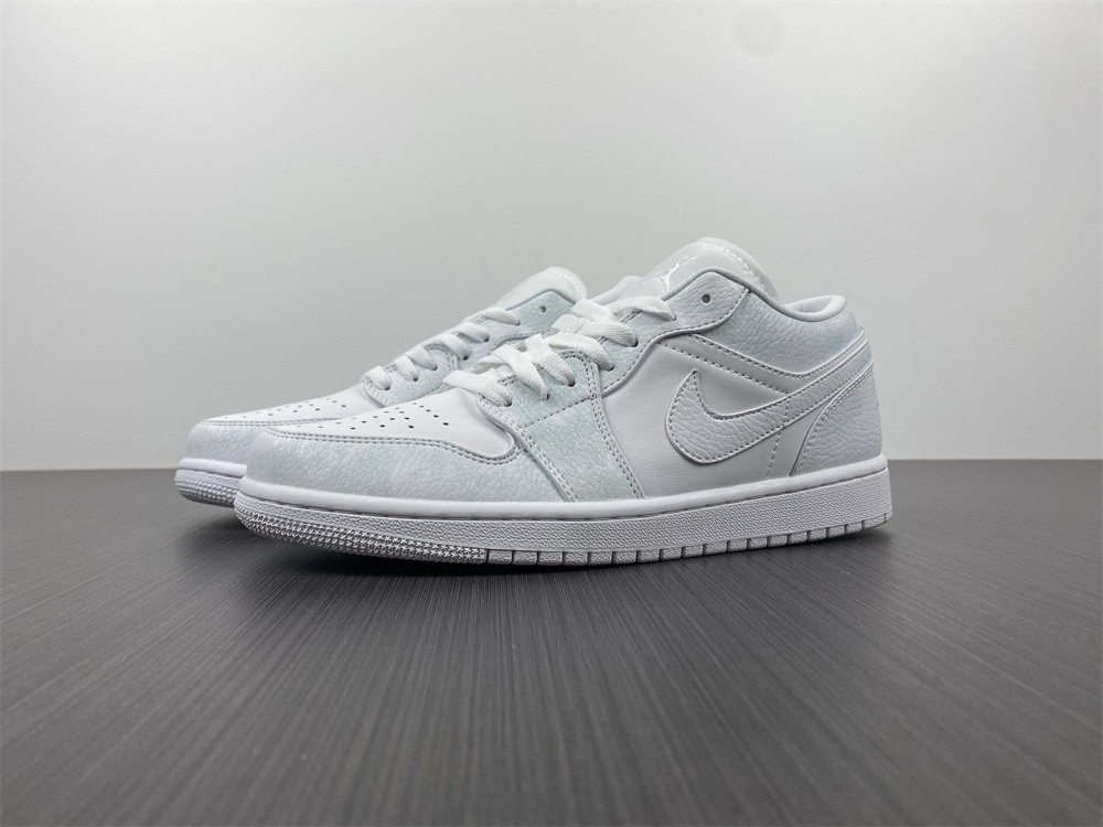 Air Jordan 1 Low Triple White Tumbled Leather - 553558-130