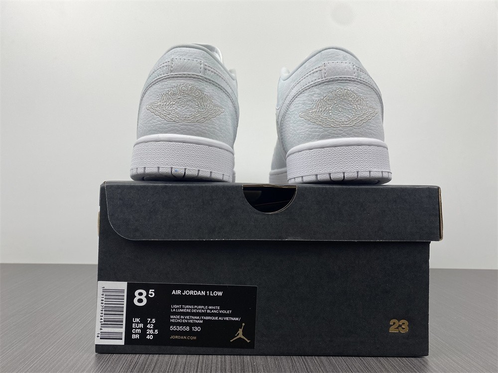 Air Jordan 1 Low Triple White Tumbled Leather - 553558-130