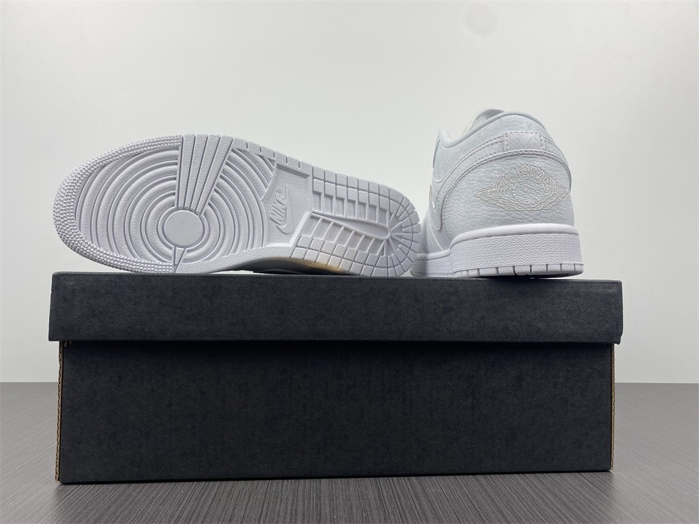 Air Jordan 1 Low Triple White Tumbled Leather - 553558-130