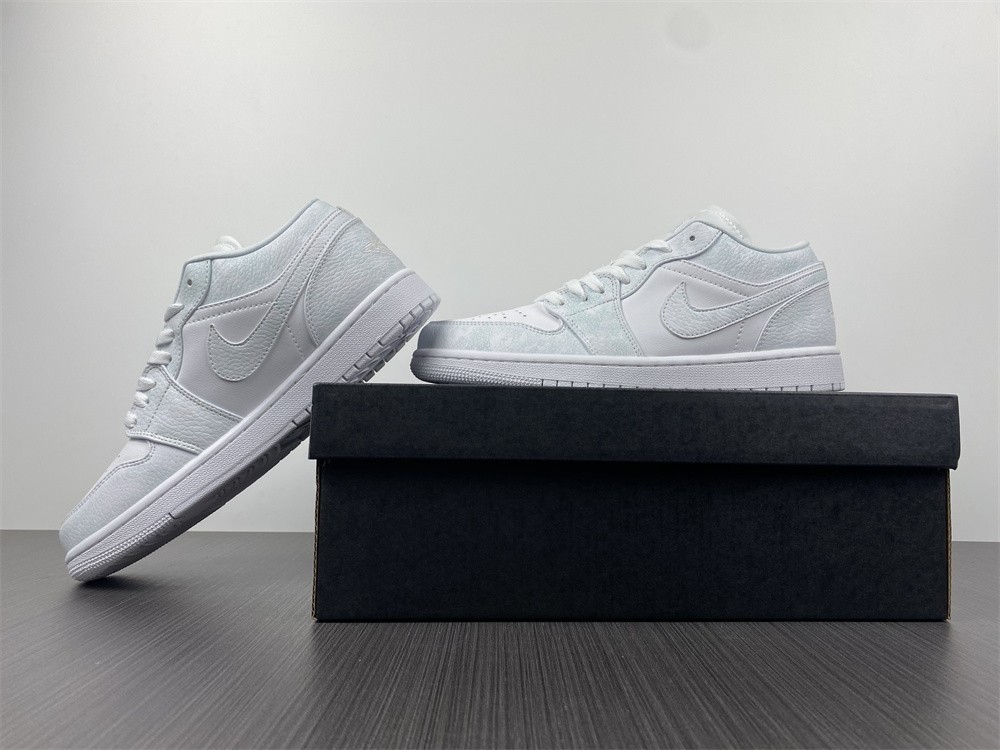 Air Jordan 1 Low Triple White Tumbled Leather - 553558-130