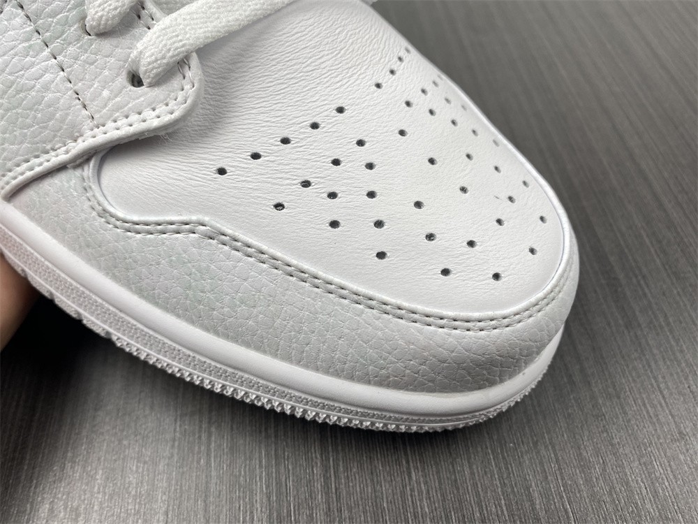 Air Jordan 1 Low Triple White Tumbled Leather - 553558-130