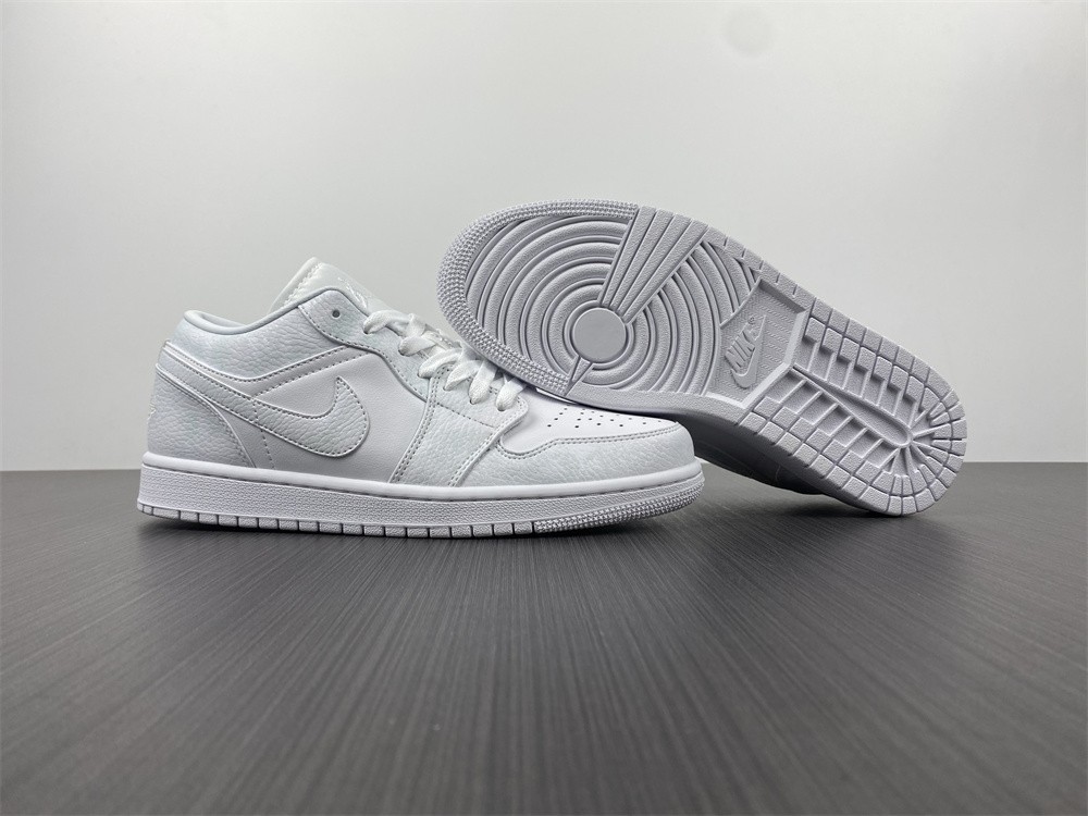 Air Jordan 1 Low Triple White Tumbled Leather - 553558-130