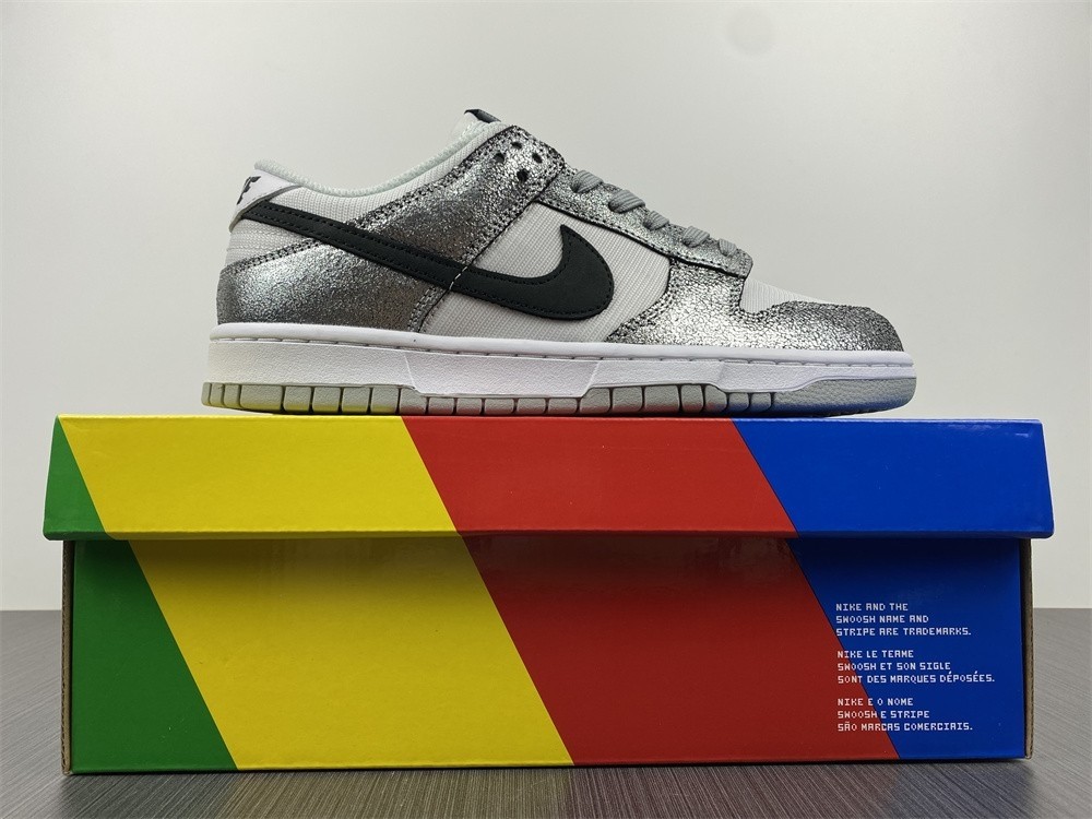 Nike Dunk Low With Silver Cracked Leather DO5882-001