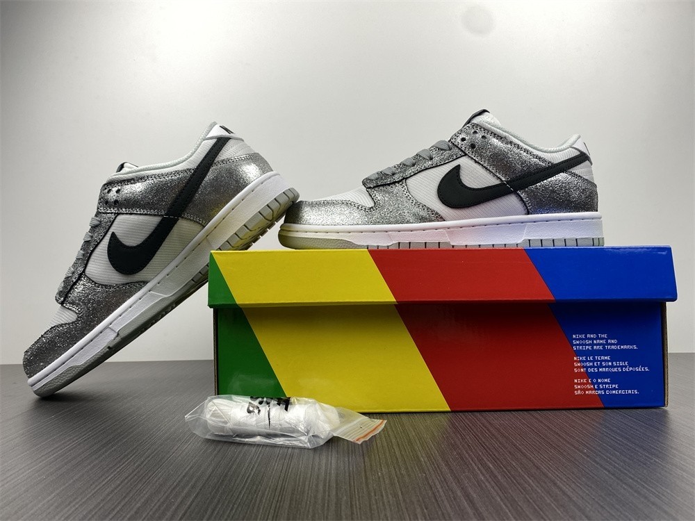 Nike Dunk Low With Silver Cracked Leather DO5882-001