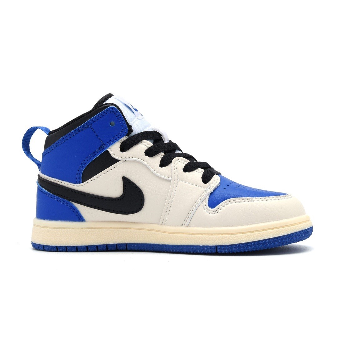 Kids TRAVIS SCOTT X FRAGMENT X AIR JORDAN 1 BLUE WHITE SHOES DH3227-105