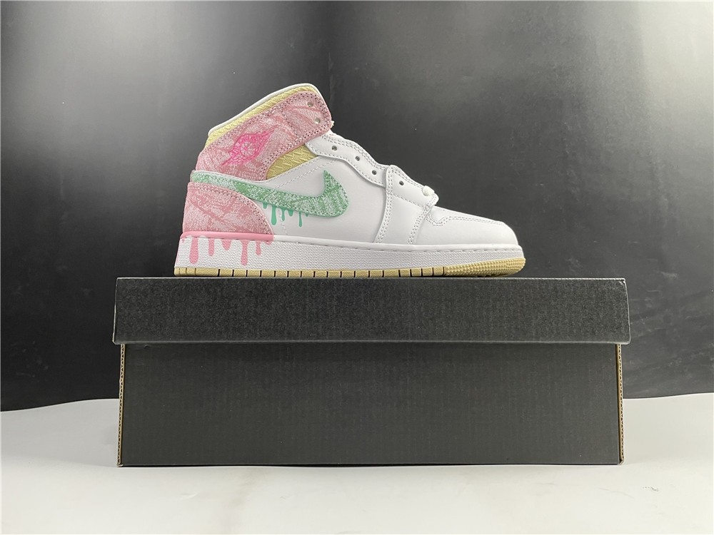Air Jordan 1 Mid Paint Drip (GS) DD1666-100