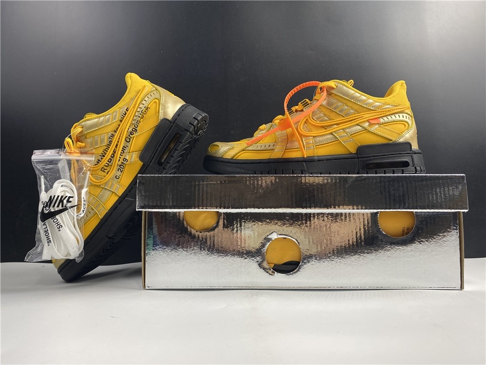OFF-WHITE x Nike Air Rubber Dunk “University Gold” CU6015-700