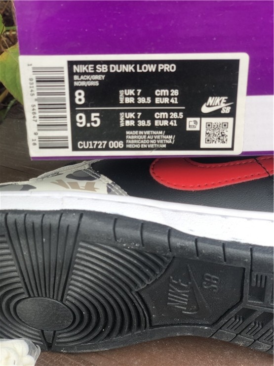 Nike SB Dunk Low Grey Black University Red CU1727-006