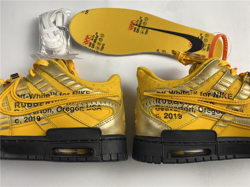 OFF-WHITE x Nike Air Rubber Dunk “University Gold” CU6015-700