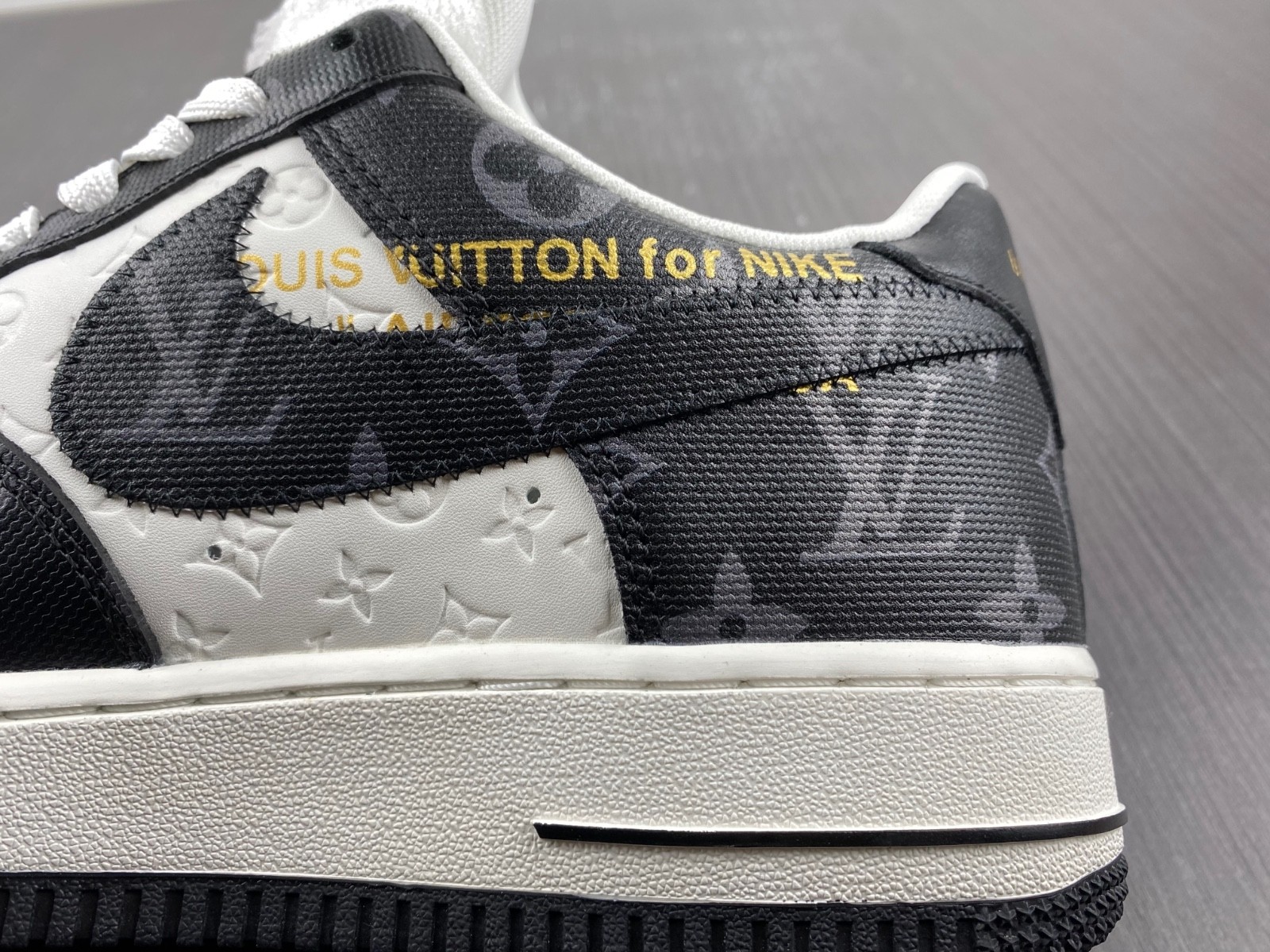 L-V x Nike Air Force 1 black and white. MS0232
