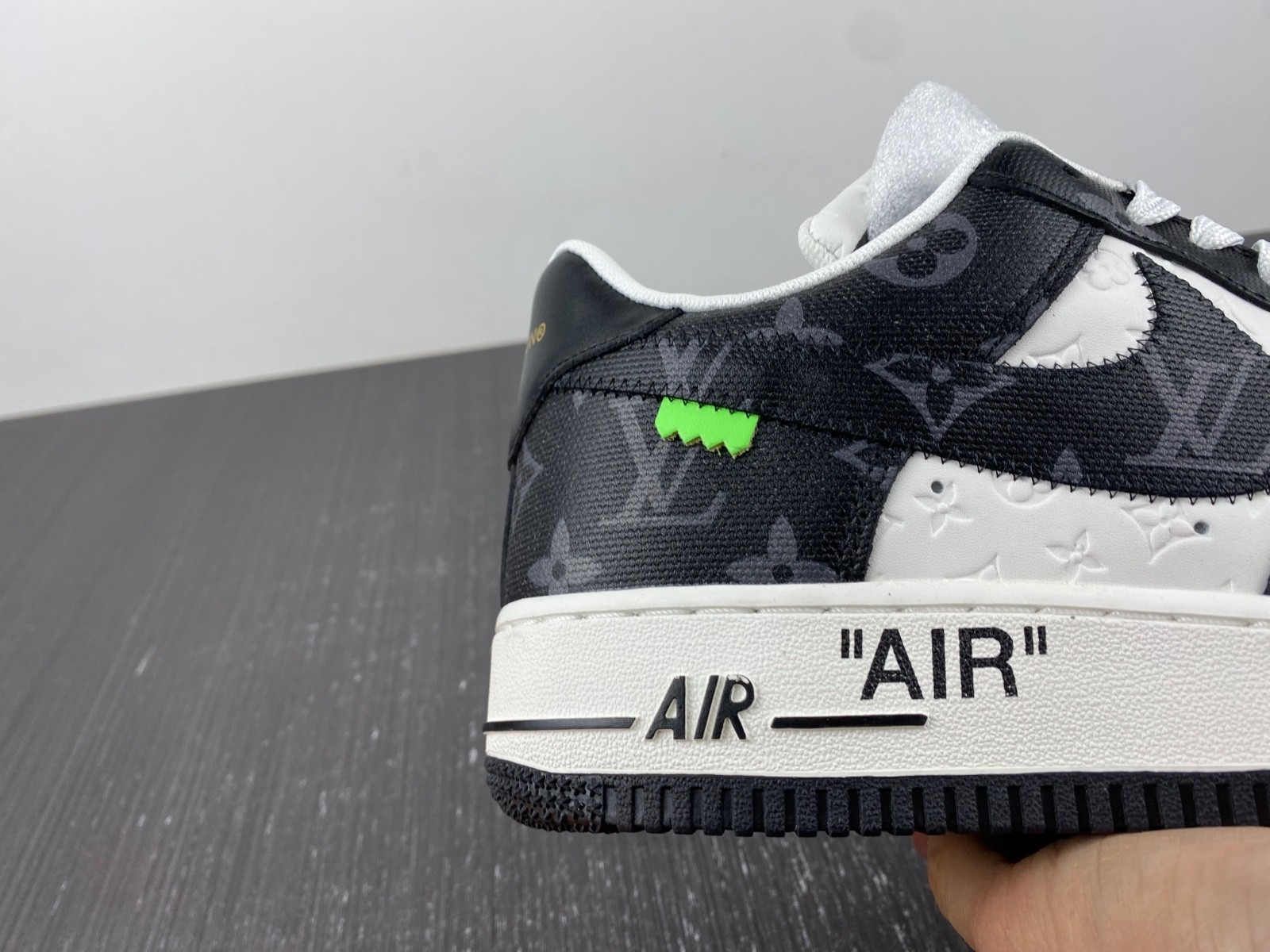 L-V x Nike Air Force 1 black and white. MS0232