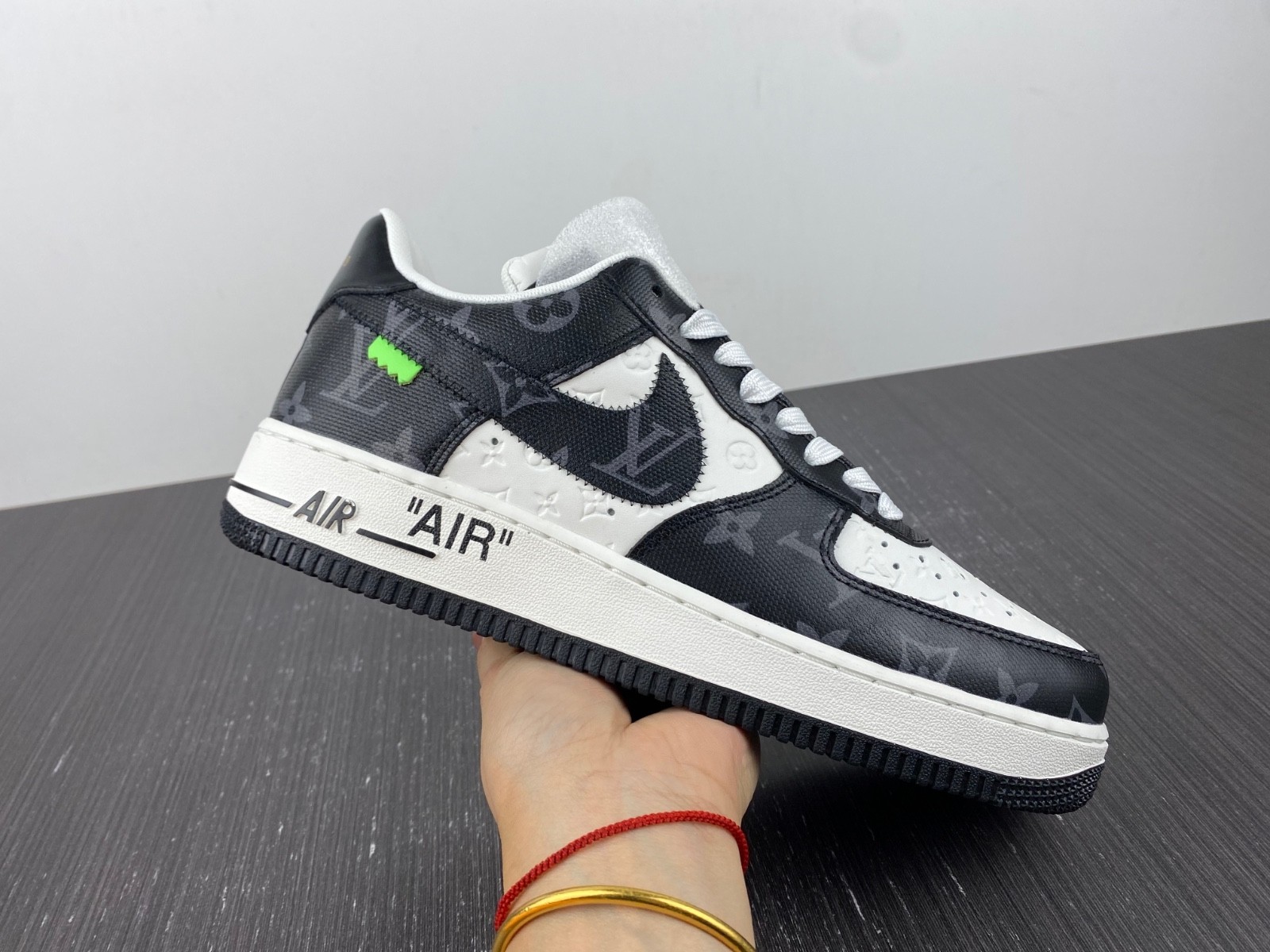 L-V x Nike Air Force 1 black and white. MS0232