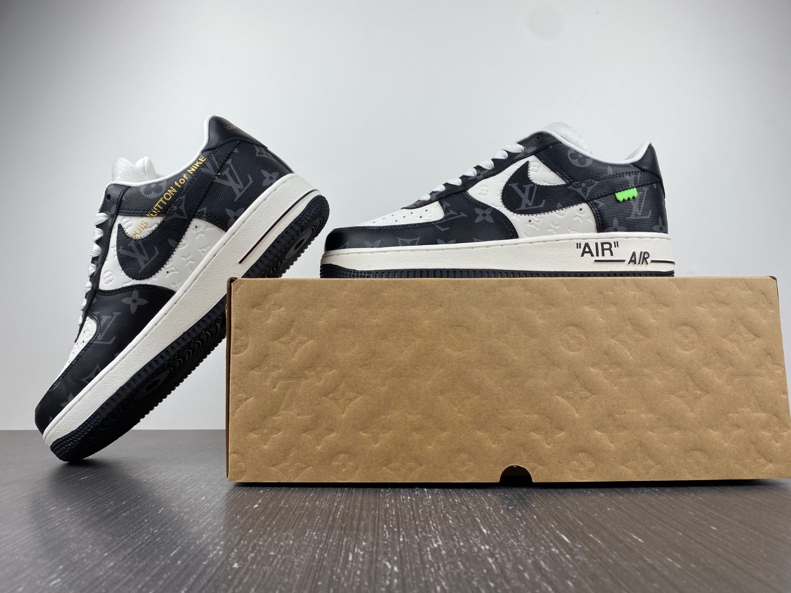 L-V x Nike Air Force 1 black and white. MS0232