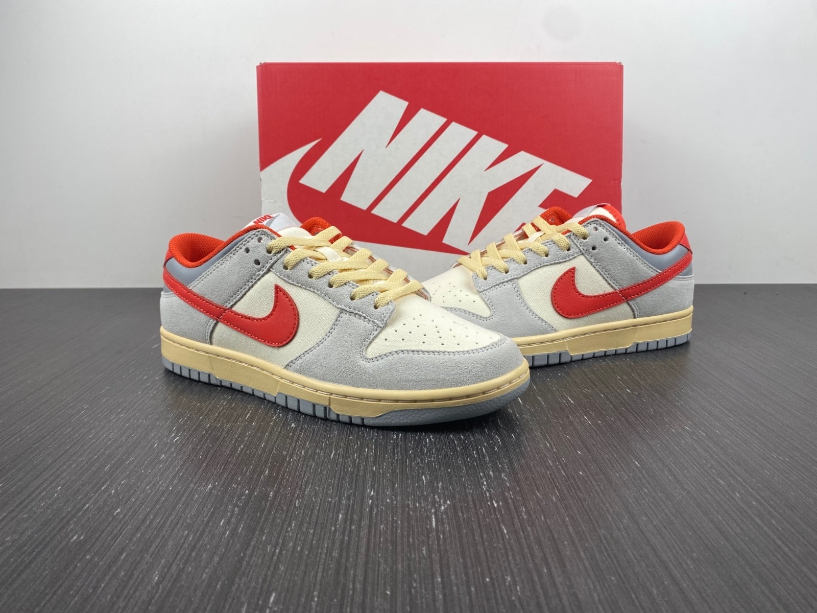 Nike Dunk Low "Grey/Red" Athletic Department FJ5429-133