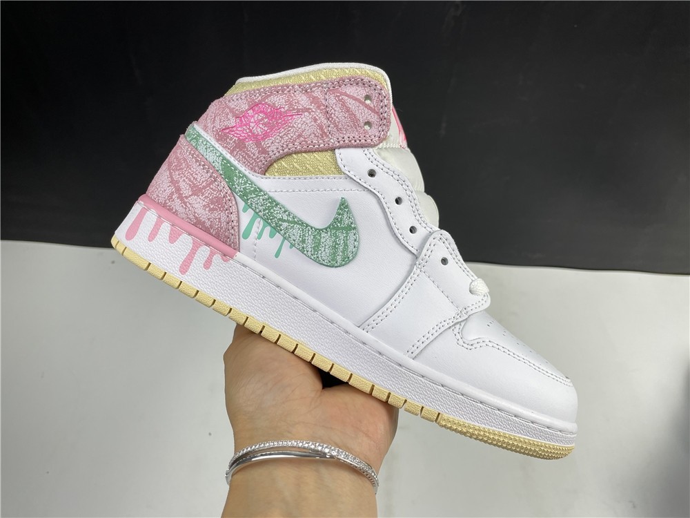 Air Jordan 1 Mid Paint Drip (GS) DD1666-100