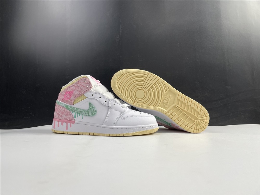 Air Jordan 1 Mid Paint Drip (GS) DD1666-100